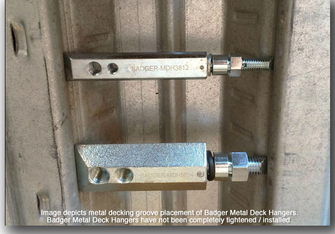 Installation of No Drill Metal Deck Hanger in Underside of Steel Composite Metal Decking